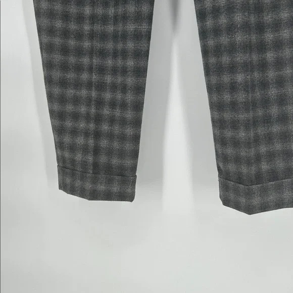 Peserico IT 42 Gray Plaid Virgin Wool Cropped Tailored Pants US 6 - Picture 7 of 14